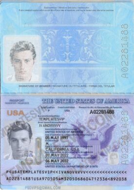 Passport USA PSD Template Download PSD 2023