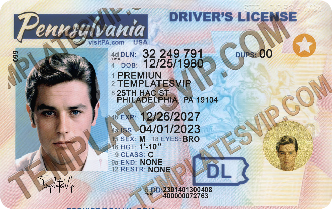 Pennsylvania (PA) – Drivers License PSD Template Download 2023 V2 ...