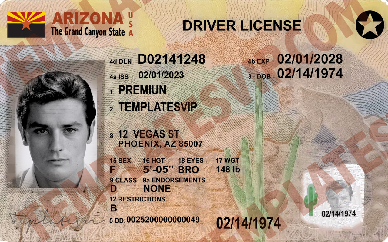 Arizona Az Drivers License Psd Template Download 2023 Templates