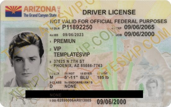 Arizona (AZ)  V2 – Drivers License PSD Template Download 2023