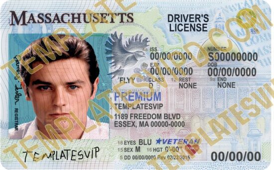 Massachusetts (MA) – Kinegram Move UV Drivers License PSD Template Download 2022 V2