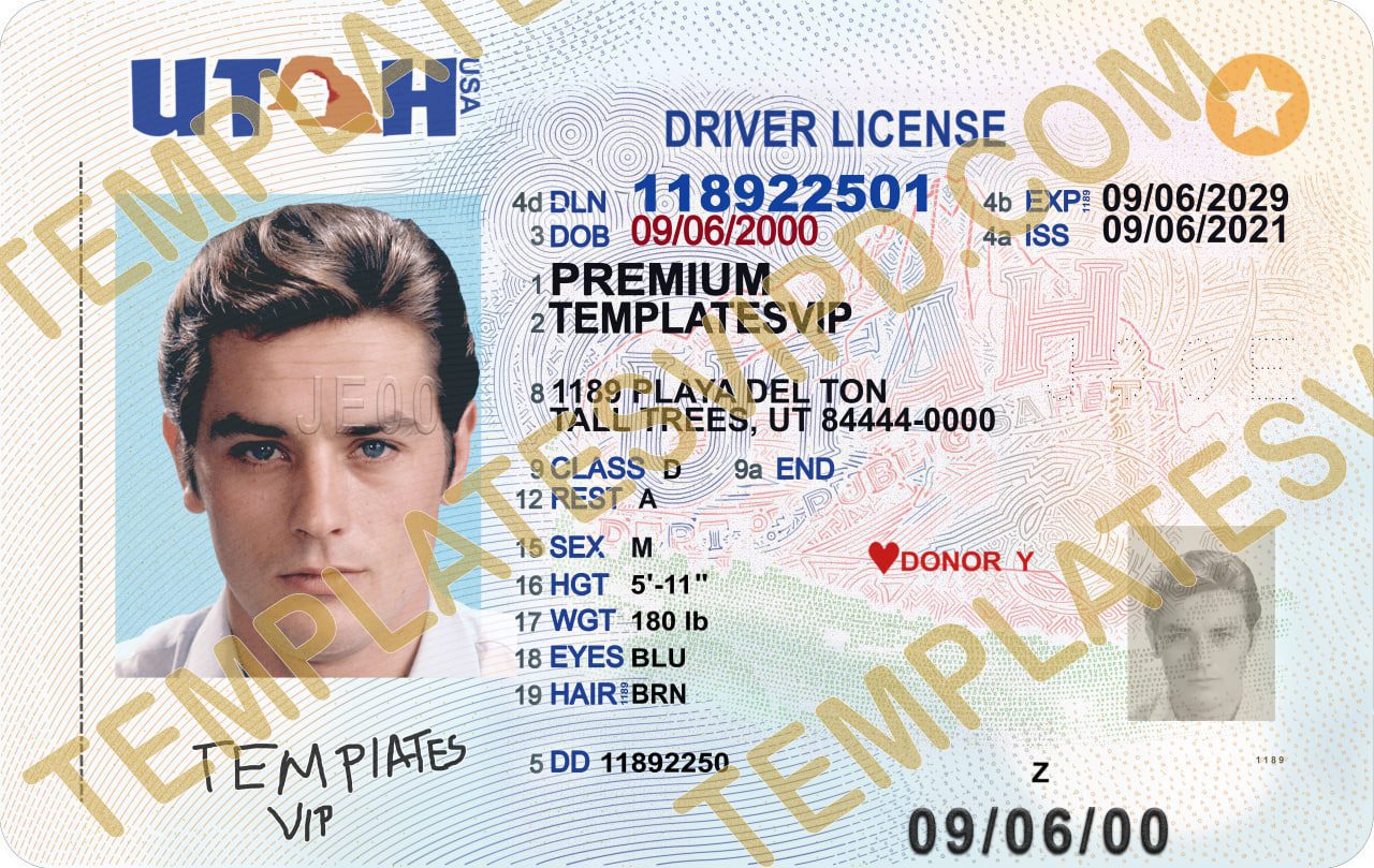 Utah (UT) – Drivers License PSD Template Download 2023 V2 UV Layer ...