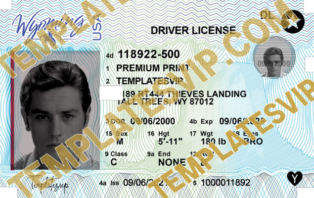 Wyoming (WY) – V2 Drivers License PSD Template  UV Download 2023 2400DPI
