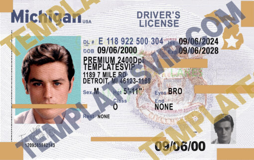 Michigan (MI) Drivers License PSD Template Download 2024 Ovi 2400DPI