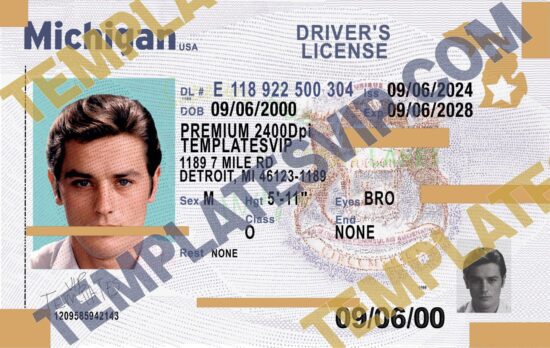 Michigan (MI) Drivers License PSD Template Download 2024 Ovi 2400DPI