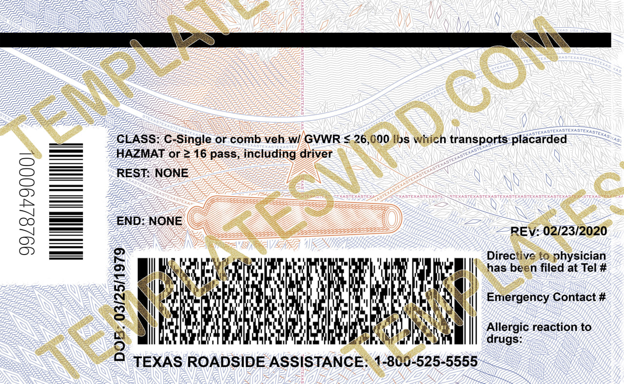 Texas (TX) – Drivers License PSD 2400dpi Template Download V3 UV 2022 ...