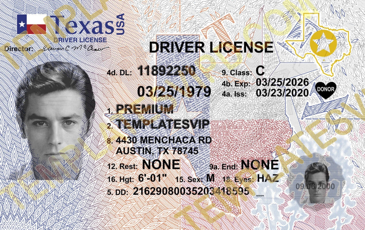 Texas (TX) – Drivers License PSD 2400dpi Template Download V3 UV 2022 ...