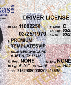 Texas (TX) – Drivers License PSD 2400dpi Template Download V3 UV 2022