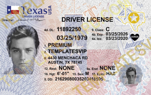 Texas (TX) – Drivers License PSD 2400dpi Template Download V3 UV 2022