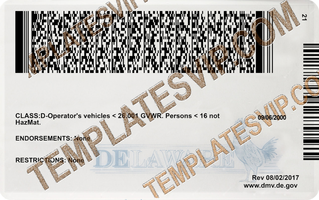 Delaware (DE) – V2 Drivers License PSD Template Download 2022 2400DPI ...