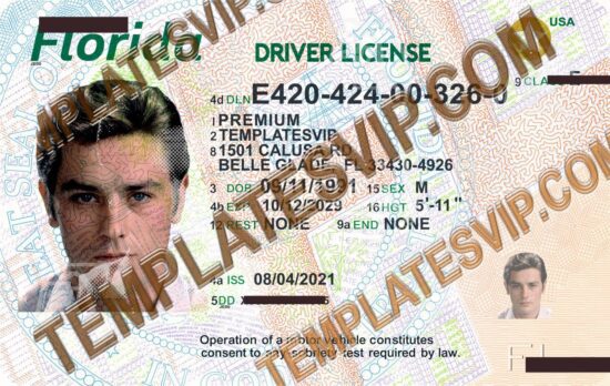 Florida (FL) V2 – Driver’s License PSD Template Download 2021 UV  Hologram Layer 2400DPI