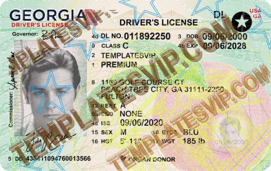 Georgia (GA) NEW- Drivers License PSD V3 UV Layer Template Download 2022 2400Dpi