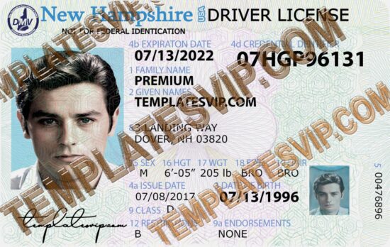 New Hampshire (NH) – Drivers License PSD Template Download 2022 V2 2400Dpi