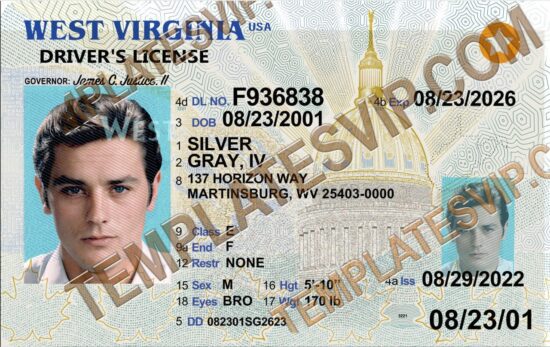 West Virginia (WV) – Drivers License V2 PSD Template Download 2023 240DPI
