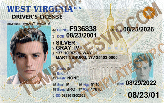 West Virginia (WV) – Drivers License V2 PSD Template Download 2023 240DPI