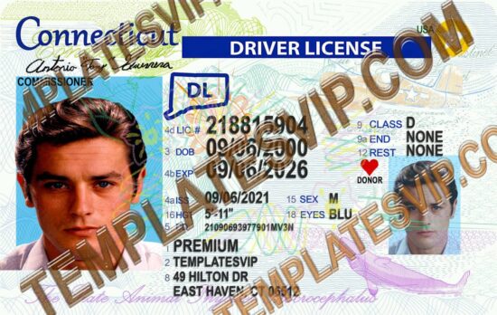 Connecticut (CT) – V2 Drivers License PSD Template Download 2022 OVI UV 2400DPI
