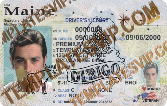 Maine (ME) – V2 Drivers License PSD Template Download 2022 UV Hologram 2400Dpi