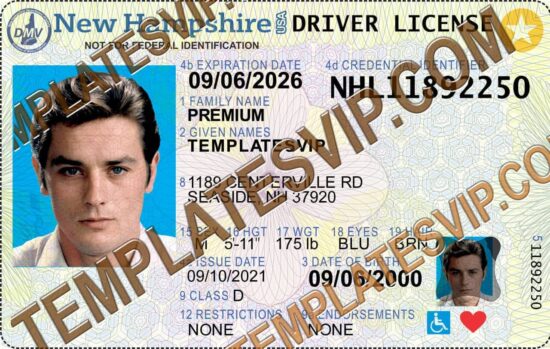 New Hampshire (NH) –V3 Drivers License PSD Template Download 2022 2400Dpi OVI