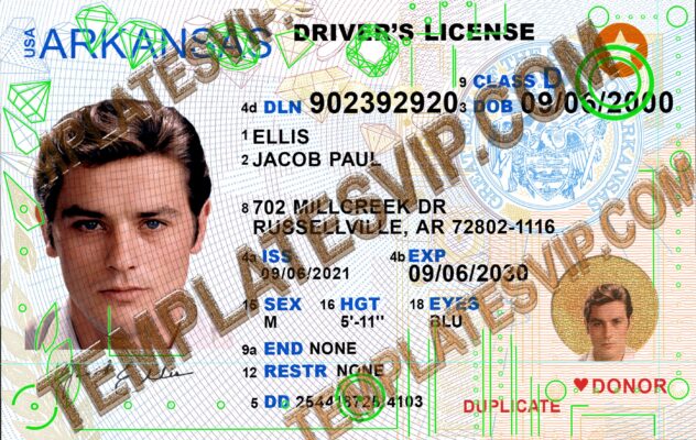 Arkansas (AR) – V2 Drivers License PSD Template Download 2022 UV Layer 2400Dpi