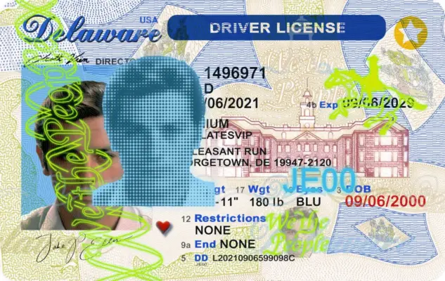 Delaware (DE) – Drivers License PSD Template Download 2022 V3 UV Layer OVI 2400DPI