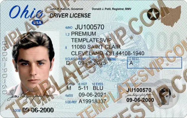 Ohio (OH) – V2  Drivers License PSD Template Download 2023 2400DPI