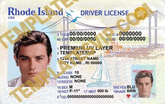 Rhode Island RI V2 – Driver’s License PSD Template Download 2022 UV LAYER 2400DPI