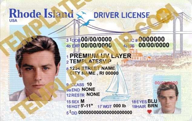 Rhode Island RI V2 – Driver’s License PSD Template Download 2022 UV LAYER 2400DPI