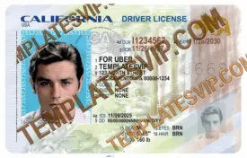 California (CA) – Drivers License PSD Template Download 2026 For UBER
