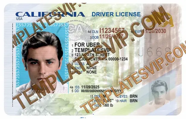 California (CA) – Drivers License PSD Template Download 2026 For UBER