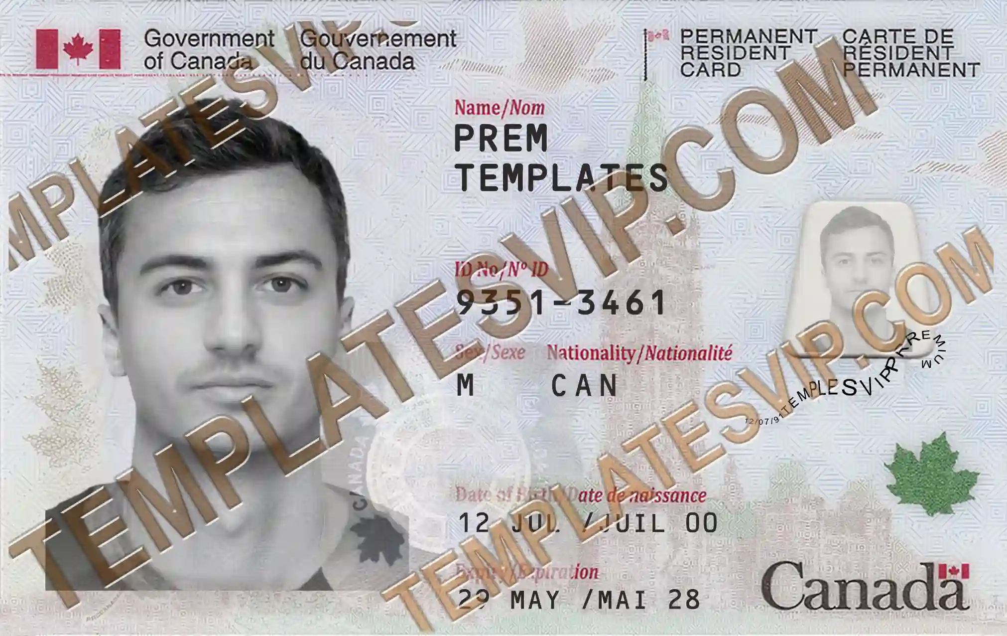 Canada Permanent Resident USA (US) – PSD Template Download 2023