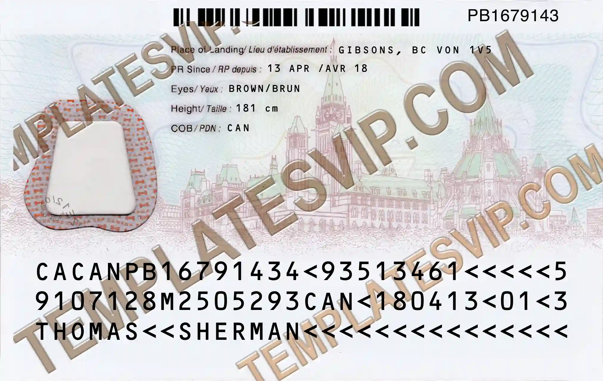 Green Card Permanent Resident USA (US) – PSD Template Download 2023 BACK