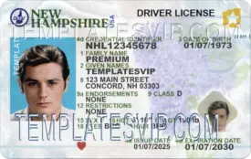 New Hampshire (NH) – Drivers License PSD Template Download 2025 1200Dpi