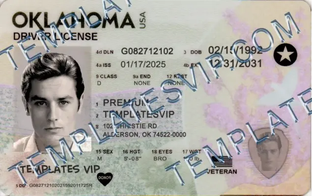 Oklahoma (OK) – Drivers License PSD Template Download 2026  FROM Only