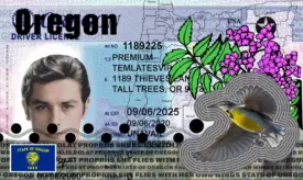 Alternative view of Oregon (OR) – V2 Drivers License PSD Template Download 2022 UV HOLO